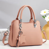 Versatile Leather Shoulder Bag with Keychain Decor 9903-3