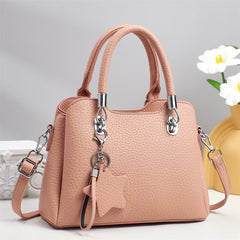 Versatile Leather Shoulder Bag with Keychain Decor 9903-3