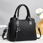 Versatile Leather Shoulder Bag with Keychain Decor 9903-3