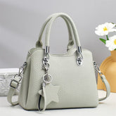 Versatile Leather Shoulder Bag with Keychain Decor 9903-3