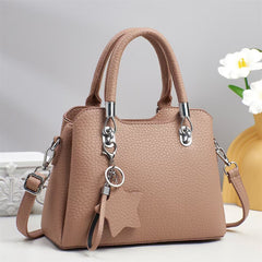 Versatile Leather Shoulder Bag with Keychain Decor 9903-3