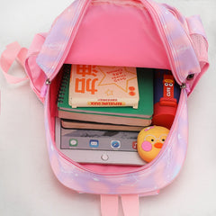 Pink Cartoon Kids Backpack with Fairy Tale Design