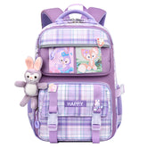 Kids' School Backpack without KeyChain - Cute Plaid Design for Girls HD0017 ( Best For Playgroup to 3rd Class)