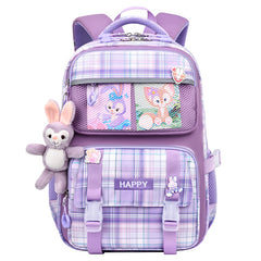 Kids' School Backpack without KeyChain - Cute Plaid Design for Girls HD0017 ( Best For Playgroup to 3rd Class)