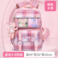 Kids' School Backpack without KeyChain - Cute Plaid Design for Girls HD0017 ( Best For Playgroup to 3rd Class)