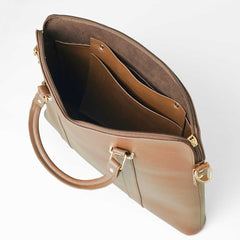 Brown LEATHER LAPTOP BAG FIT 15.6 INCH. LAPTOP BAG FOR MEN & WOMEN 610 GALAXY BAGS