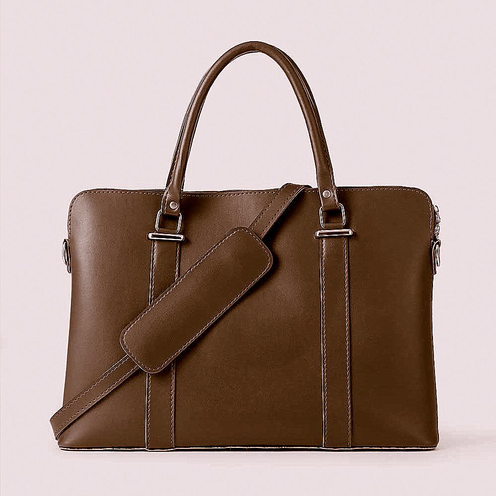 Brown LEATHER LAPTOP BAG FIT 15.6 INCH. LAPTOP BAG FOR MEN & WOMEN 610 GALAXY BAGS