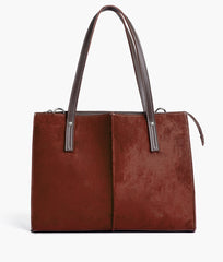 Brown Velvet Tote Bag 561 GALAXY BAGS