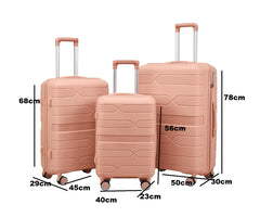 Black Carry-On Hard Luggage Suitcase 3Pcs Sets on 4Wheels Oxford Luggage 3007 GALAXY BAGS