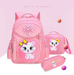 3 Pieces Trolly Pink Cat Children Backpack School Bags for girls 4136-1 GALAXY BAGS