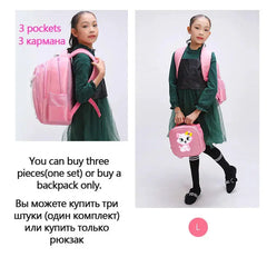3 Pieces Trolly Pink Cat Children Backpack School Bags for girls 4136-1 GALAXY BAGS
