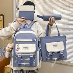 4 pcs Set Girls Backpack Large Capacity School College Travel Bag W16 GALAXY BAGS