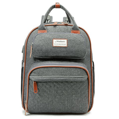 Grey Baby Nappy Diaper Backpack, Foldable Stroller Bag USB Changing Bags Mosquito Net 4122 GALAXY BAGS