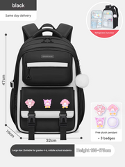 Kids School Backpack with Cartoon Pins & Multiple Compartments HD0020