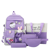 Canvas multiple pocket student college 5pcs Set side bags girls backpack 1225 GALAXY BAGS