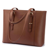 BROWN LAPTOP SHOULDER BAG TOTE BRIEFCASE, FIT 15.6 INCH 107