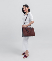 Brown Velvet Handbag For Women with girl
