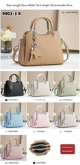 Versatile Leather Shoulder Bag with Keychain Decor 9903-3