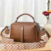 Elegant Tan Leather Handbag with Adjustable Strap & Multiple Pockets 8910
