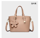 Brown Leather Handbag with Flower Charm – Stylish Women’s Shoulder & Crossbody Bag 8429