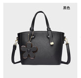 Brown Leather Handbag with Flower Charm – Stylish Women’s Shoulder & Crossbody Bag 8429