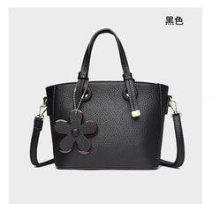 Brown Leather Handbag with Flower Charm – Stylish Women’s Shoulder & Crossbody Bag 8429