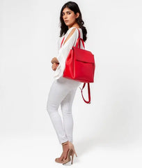 Red Women Leather Backpacks 557 GALAXY BAGS