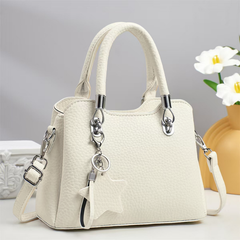 Versatile Leather Shoulder Bag with Keychain Decor 9903-3