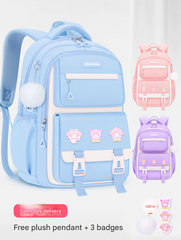 Kids School Backpack with Cartoon Pins & Multiple Compartments HD0020