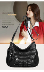 Soft Leather Bag Women's All-match Middle-aged Large Capacity Shoulder Crossbody Bag for Women 8020