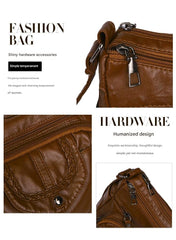 Fashionable Shoulder Bag, Retro Style Soft Leather Mother's Bag, Casual Shopping, Lightweight Crossbody Bag 8023