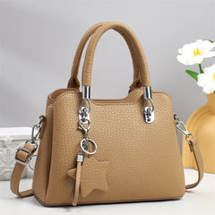 Versatile  Leather Shoulder Bag with Keychain Decor 9903-3
