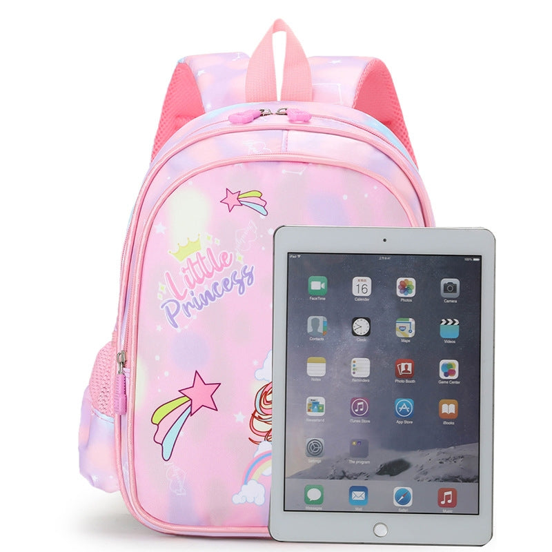 Pink Cartoon Kids Backpack with Fairy Tale Design