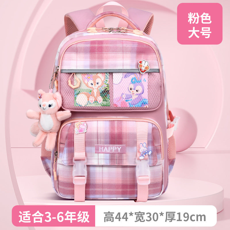 Kids' School Backpack without KeyChain - Cute  Plaid Design for Girls HD0017 ( Best For Playgroup to 3rd Class)