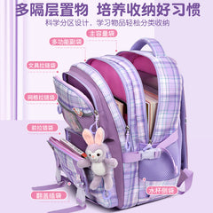 Kids' School Backpack without KeyChain - Cute  Plaid Design for Girls HD0017 ( Best For Playgroup to 3rd Class)