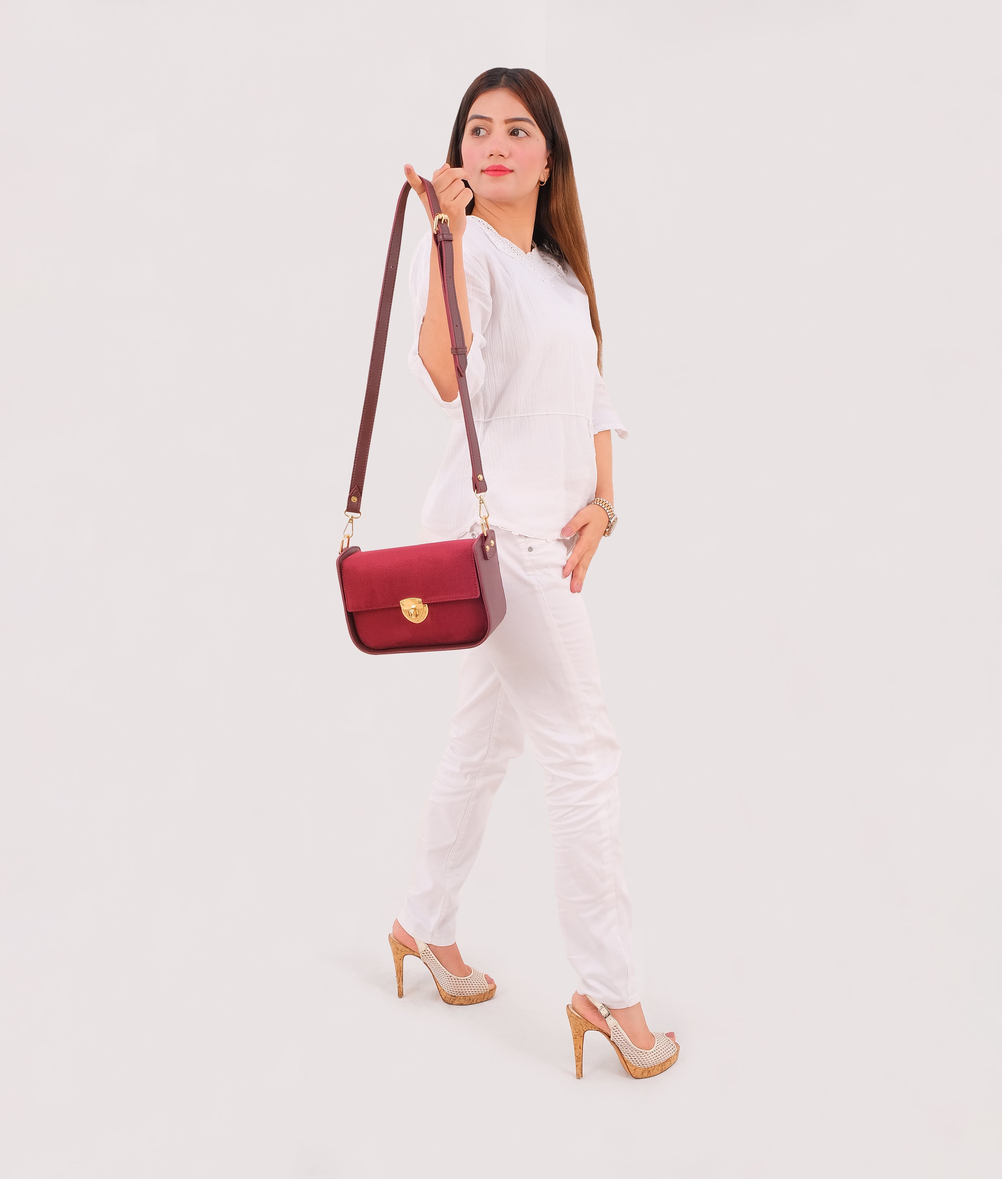 Maroon Handbag For Women 606 GALAXY BAGS