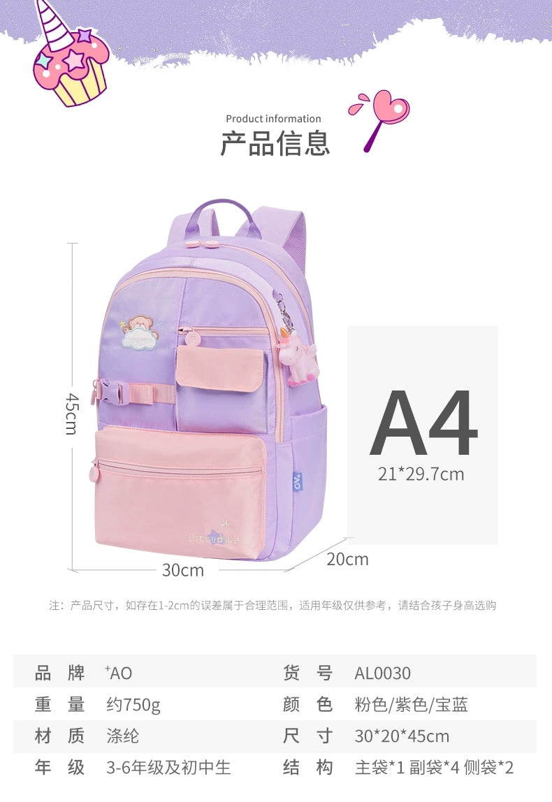 Kids' School & Sports Backpack - Cute Unicorn Design, Durable & Lightweight HD0030 ( Best For Playgroup to 3rd Class)
