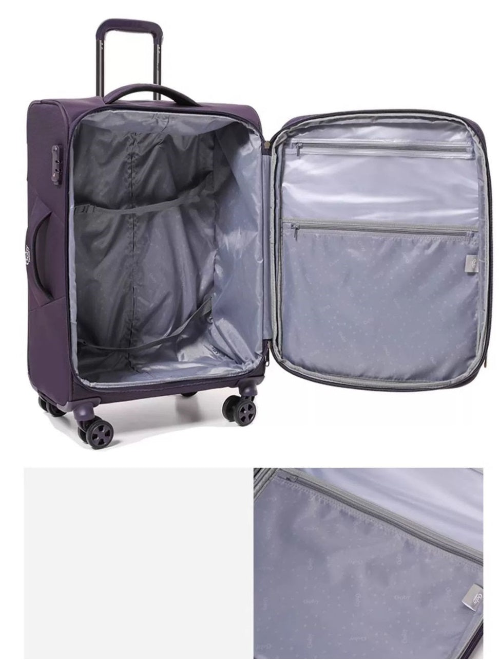 Purple  Goby London Carry-On Luggage Suitcase 3Pcs Sets On Wheels Oxford Luggage 3006 GALAXY BAGS