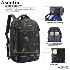 Asenlin 40L Travel Backpack for Women Men 17 Inch Laptop Backpack Flight Approved Luggage Carry On