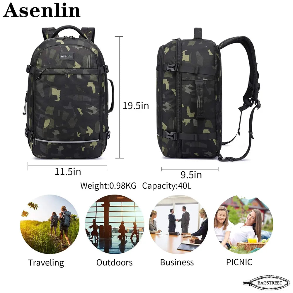 Asenlin 40L Travel Backpack for Women Men 17 Inch Laptop Backpack Flight Approved Luggage Carry On