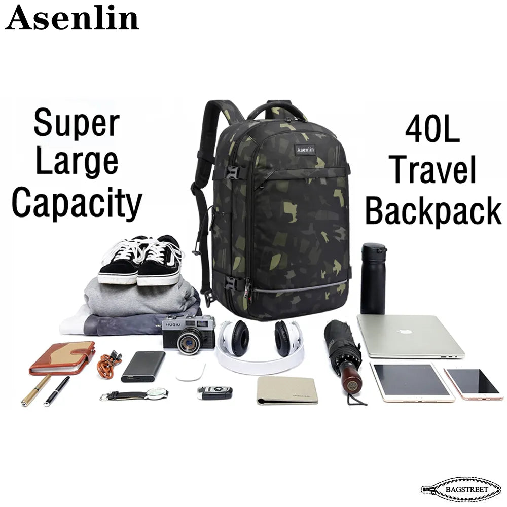 Asenlin 40L Travel Backpack for Women Men 17 Inch Laptop Backpack Flight Approved Luggage Carry On