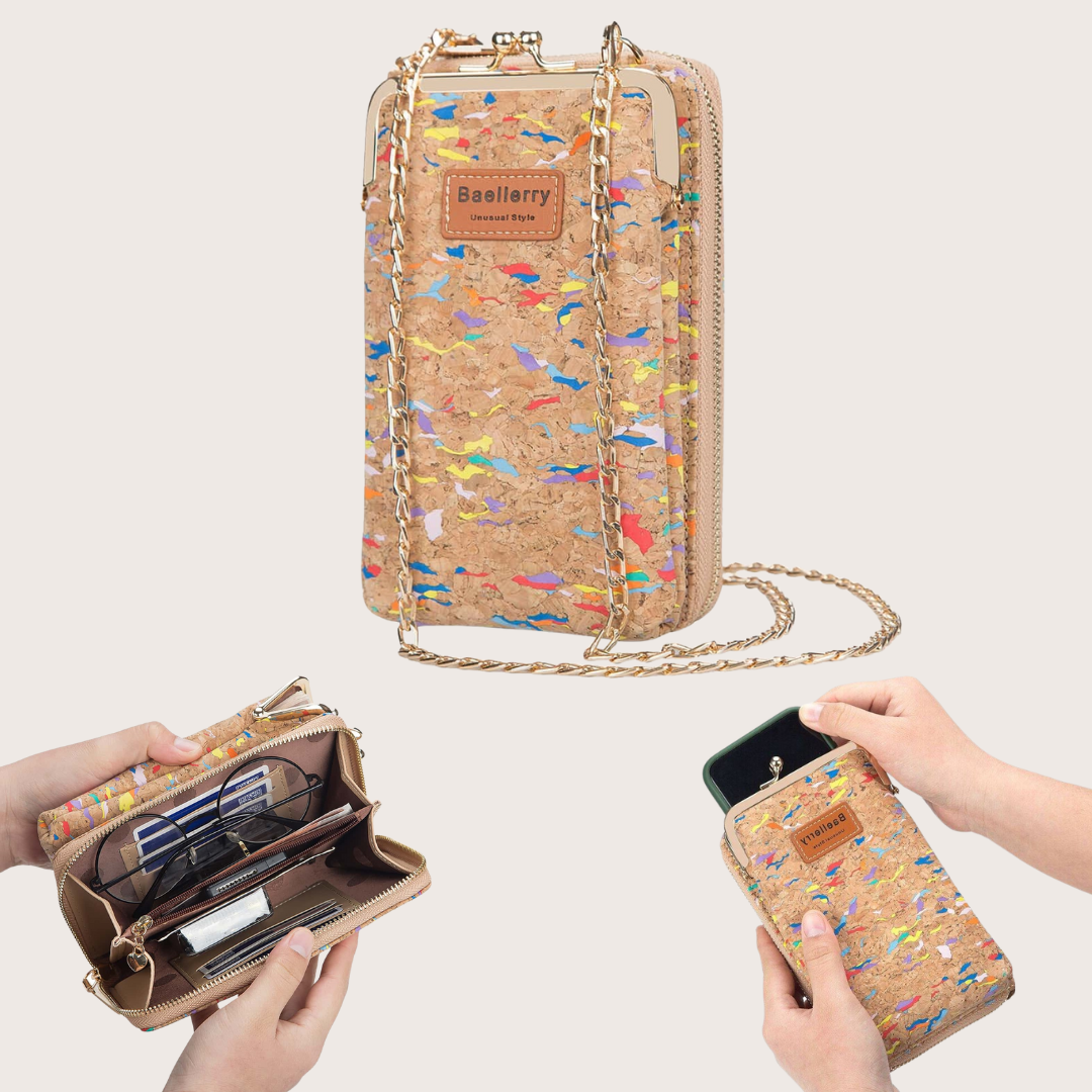 Baellerry Letter Patched Detail Colorblock Chain Phone Wallet