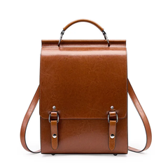 Musterd Leather Backpacks For women-Chic Zipper Closure Backpack 557-1 GALAXY BAGS
