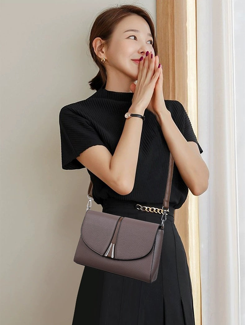 New Large Capacity Fashionable Simple Women's Single Shoulder Bag Soft Leather 851-9839