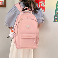 Pink Student Schoolbag Junior High School Boys and Girls Backpack 1688-11