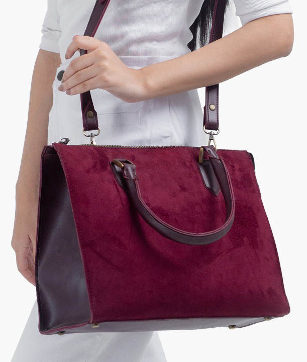 Maroon Velvet Handbag For Women