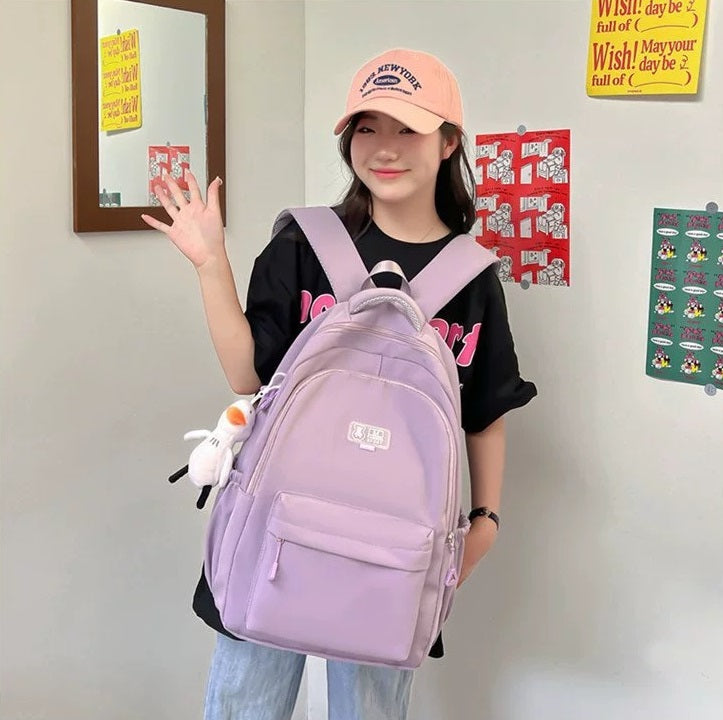 Purple Student Schoolbag Junior High School Boys and Girls Backpack 1688-11