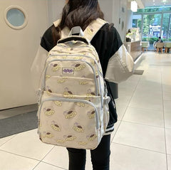 Junior High School Student Schoolbag Cartoon Print High-Looking Sweet Girl Backpack Multi-Layer ZK433