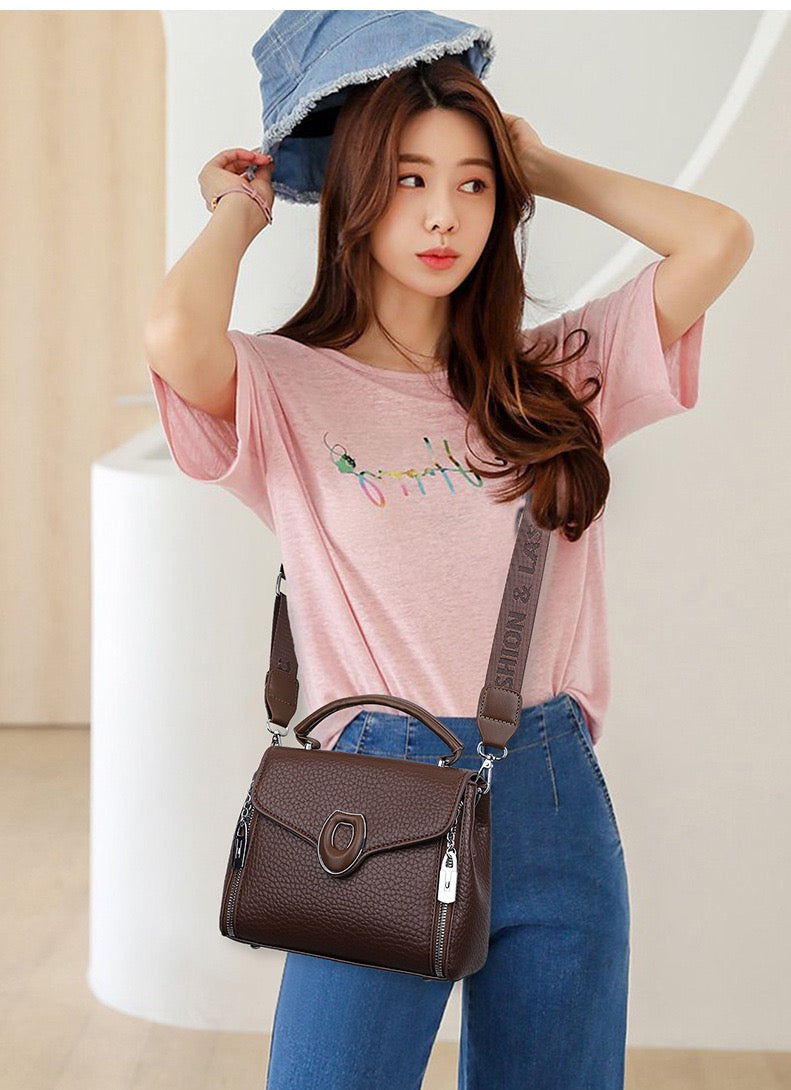 Stylish  Handbag with Top Handle & Shoulder Strap 555-12