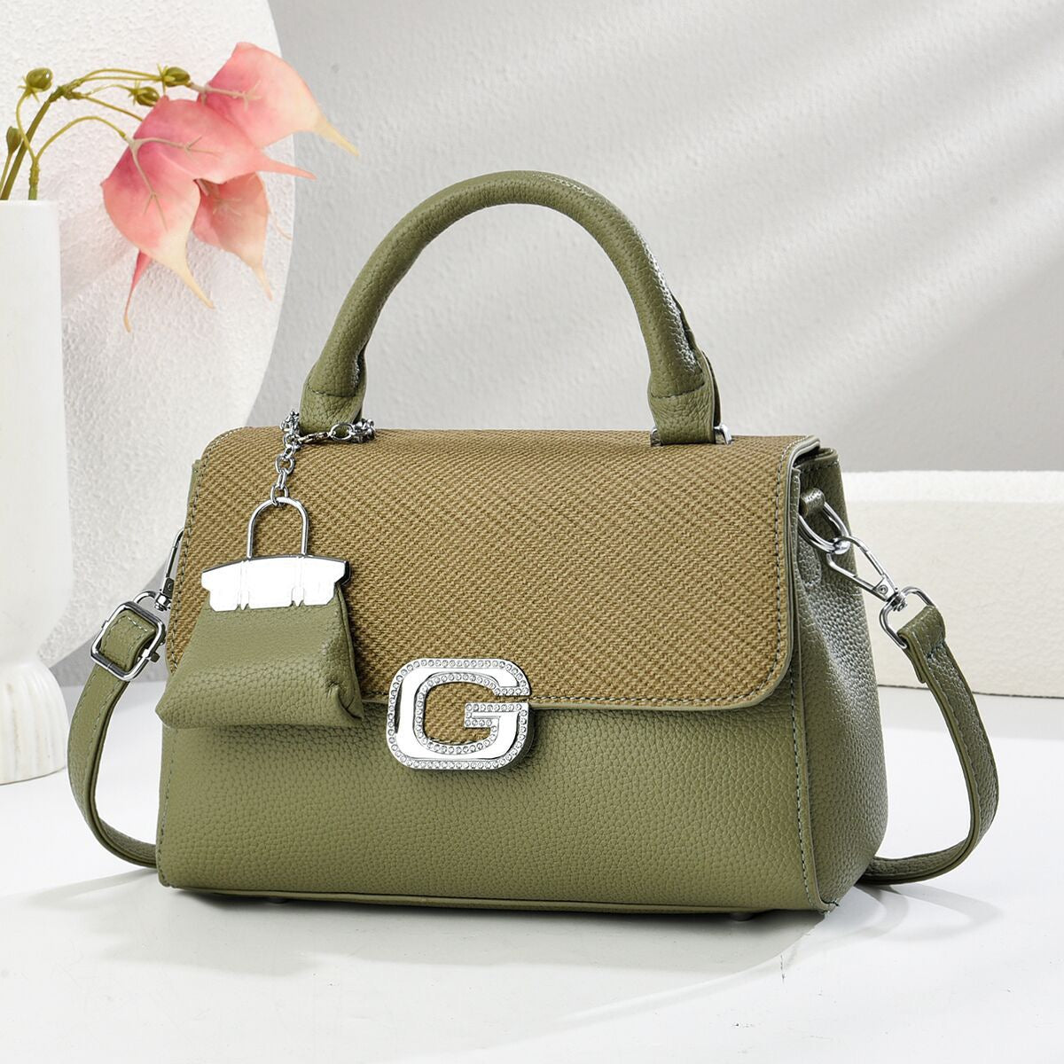 Galaxy Chic Structured Handbag with Mini Charm 8011